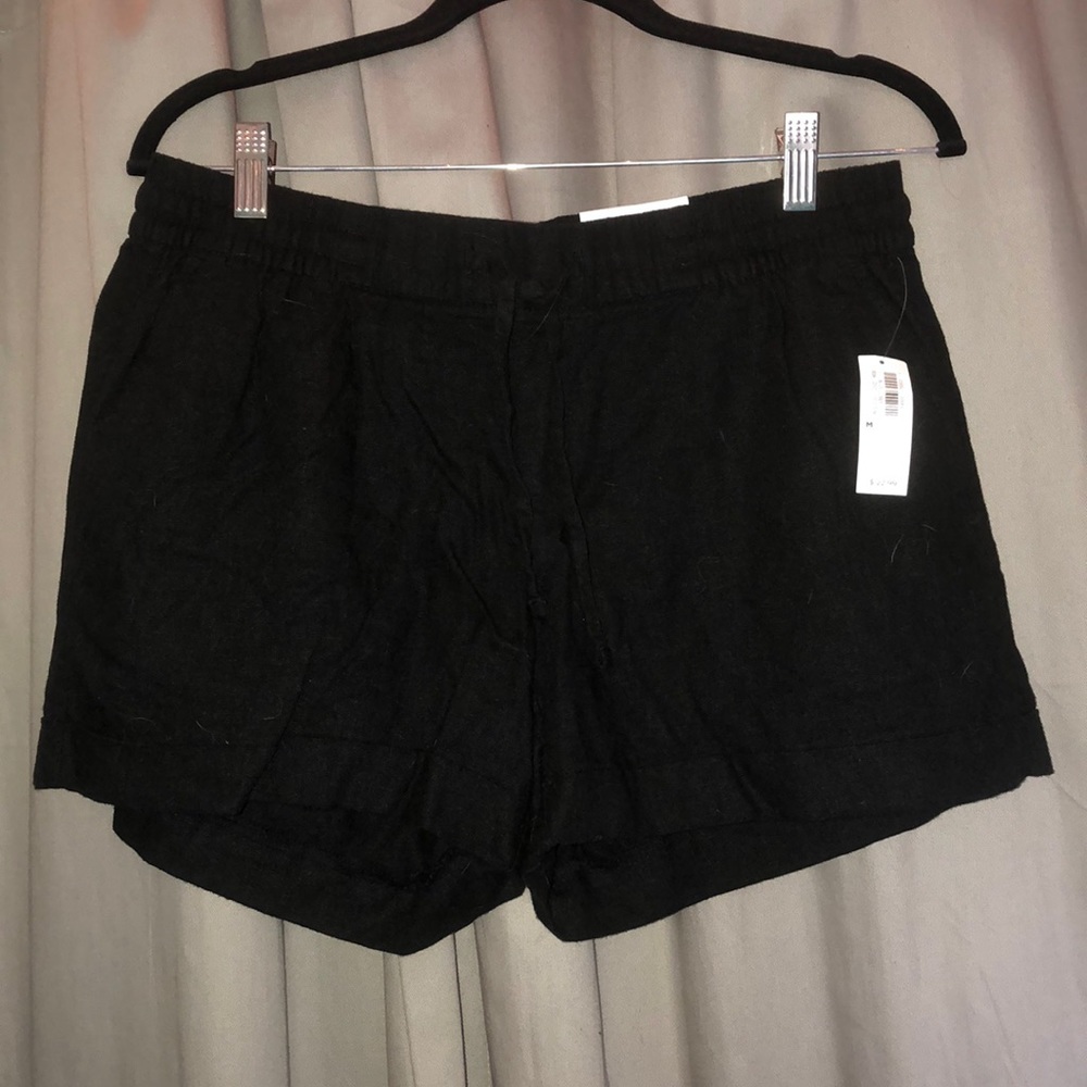 Black linen shorts